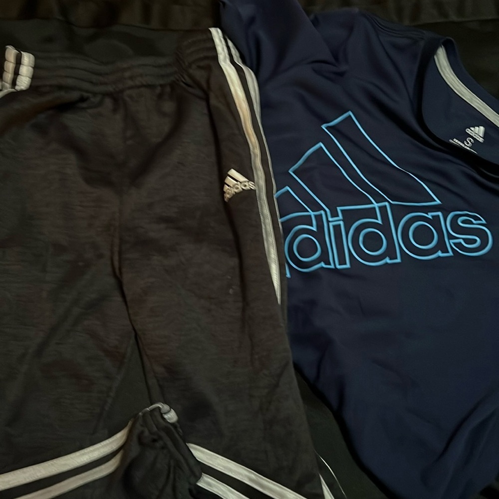 Addias small shirt and sz 6 dri fit type joggers